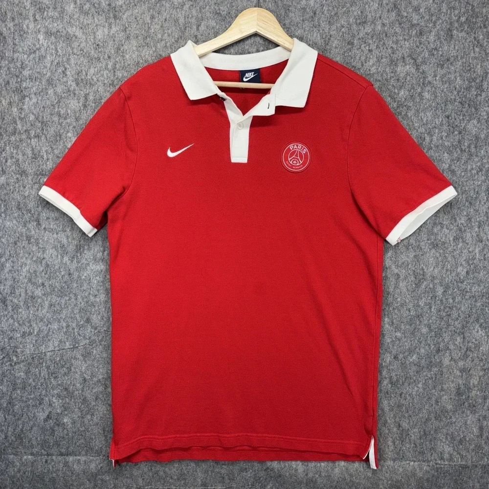 Nike Paris Saint Germain Polo Shirt‎ Men's Medium Short Sleeve Red Soccer Futbol